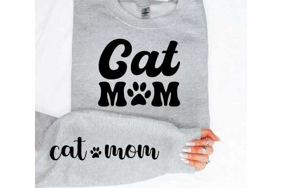 Cat Mom Sleeve Graphics for T-Shirt Designs