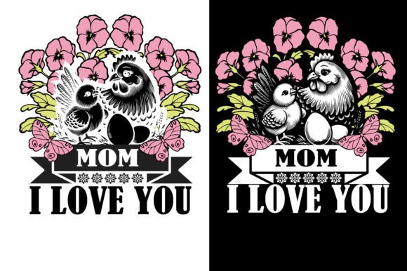 Chicken Mom & Baby: Graphics for T-Shirt Designs