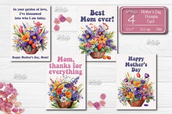 Happy Mothers Day Card Best Mom: Graphics & Print Templates